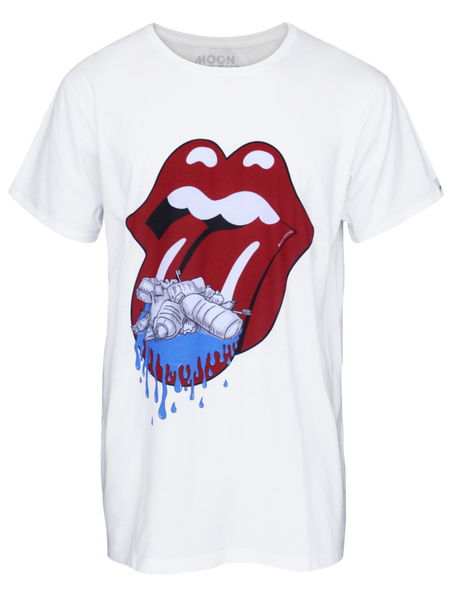 MEN T-SHIRT WHITE ROLLING PLASTIC