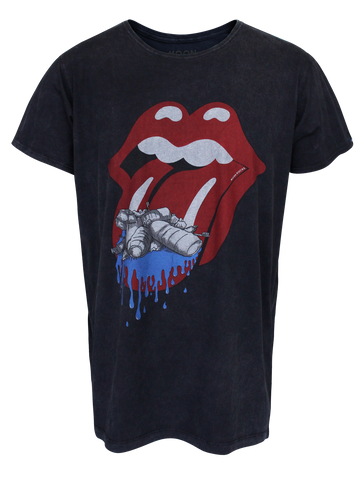 MEN T-SHIRT BLACK WASH ROLLING PLASTIC